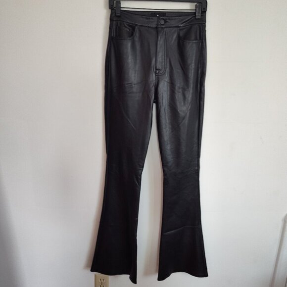 7 For All Mankind Pants - Ladies SZ 26 7 For All Mankind Black Faux Leather Flare Pants